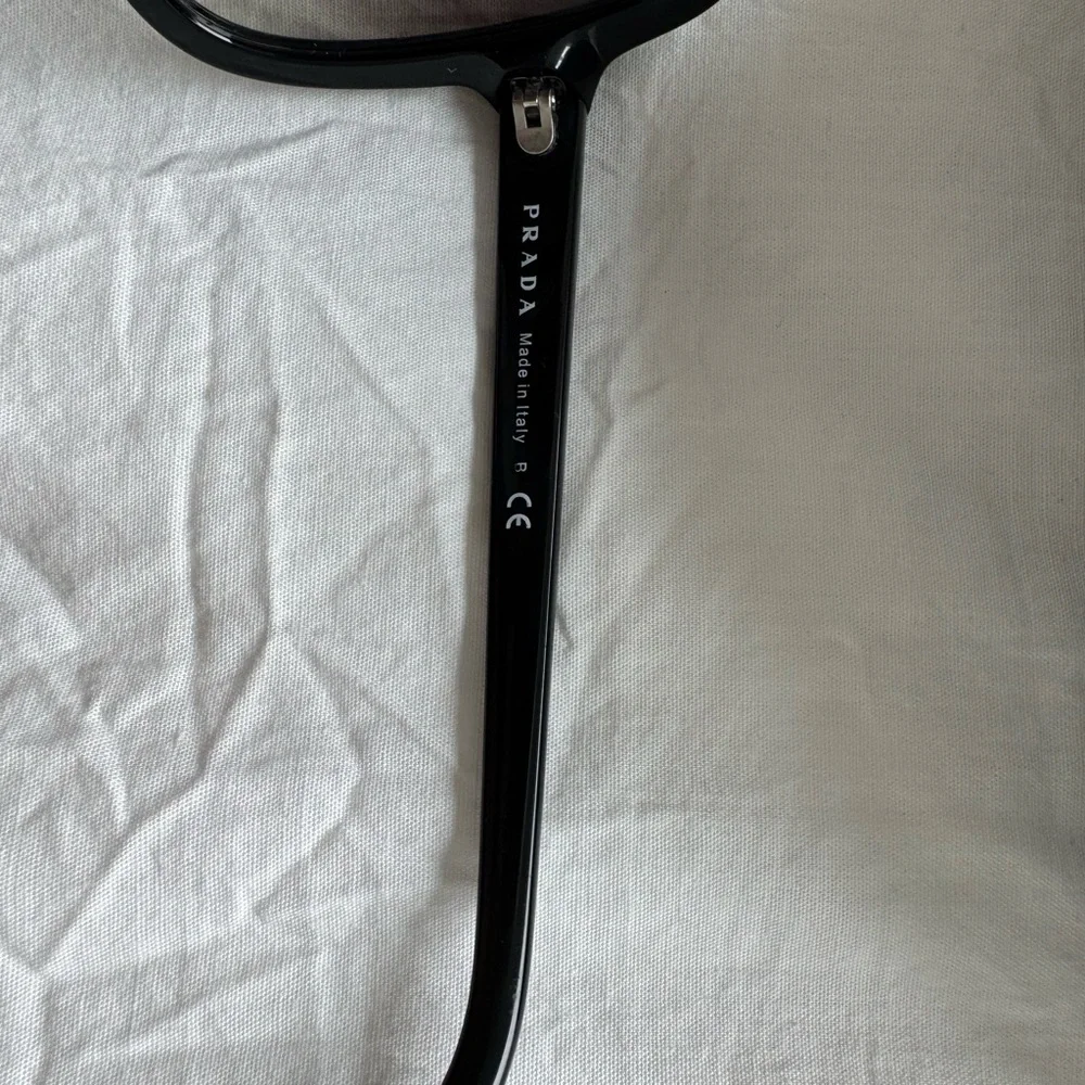 Prada Vintage Silver Logo Oversized Oval Black Mask Sunglasses - Picture 7 of 12